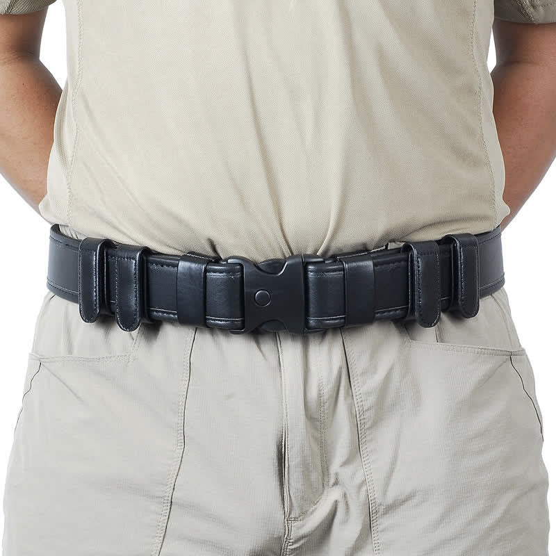 Men's Black Quick Release Leather Oxford Cloth Tactical Belt