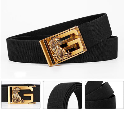 Men's Gold Powerful Tiger Automatic Buckle Nylon Belt