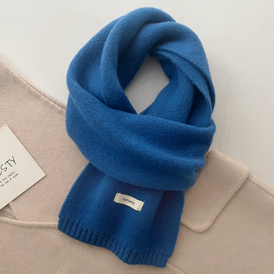 Unisex Classic Solid Color Knit Wool Scarf