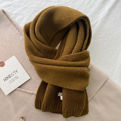 Unisex Classic Solid Color Knit Wool Scarf