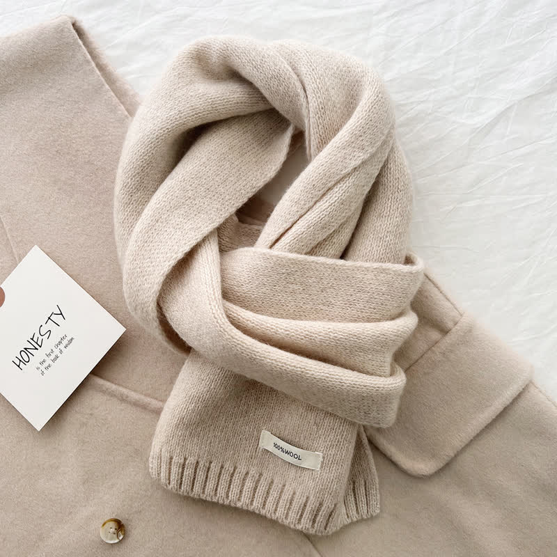 Unisex Classic Solid Color Knit Wool Scarf