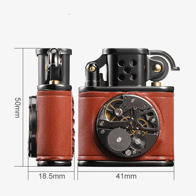 Steampunk Mechanical Antique Leather Flip Kerosene Lighter