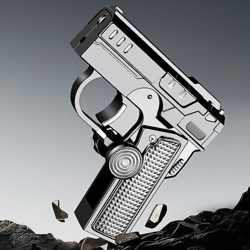 Folding Gun-Shaped LED Refillable Butane Lighter