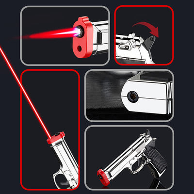 Multifunctional LED Imitation Pistol-Shaped Refillable Butane Lighter