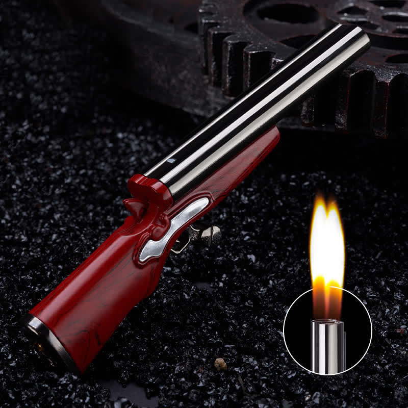 Unique Double Fire Gun-Shaped Refillable Butane Lighter