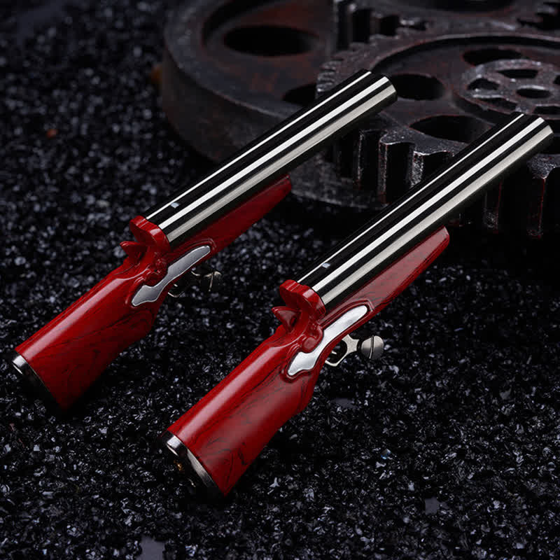 Unique Double Fire Gun-Shaped Refillable Butane Lighter