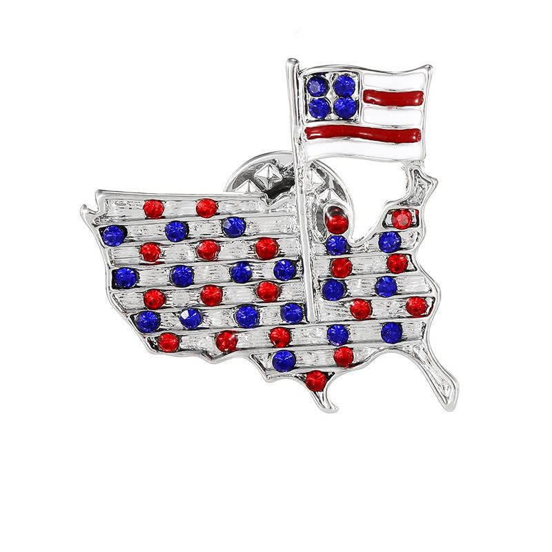 Rhinestone Eagle American Flag Patriotic Brooch