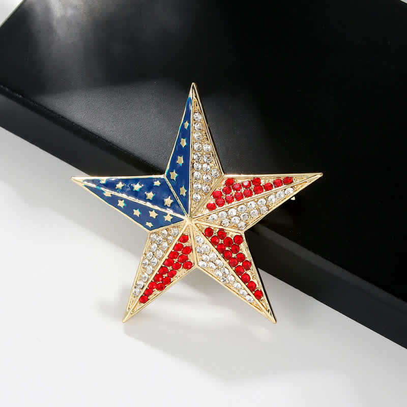 Red White & Blue Star American Flag Patriotic Brooch