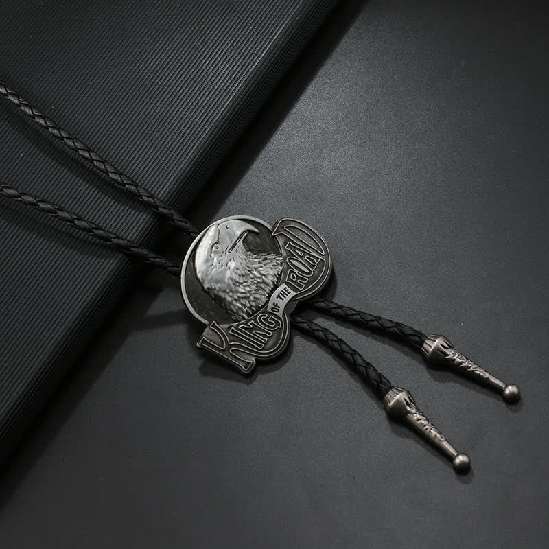 Eagle King Of The Road Leather Bolo Tie