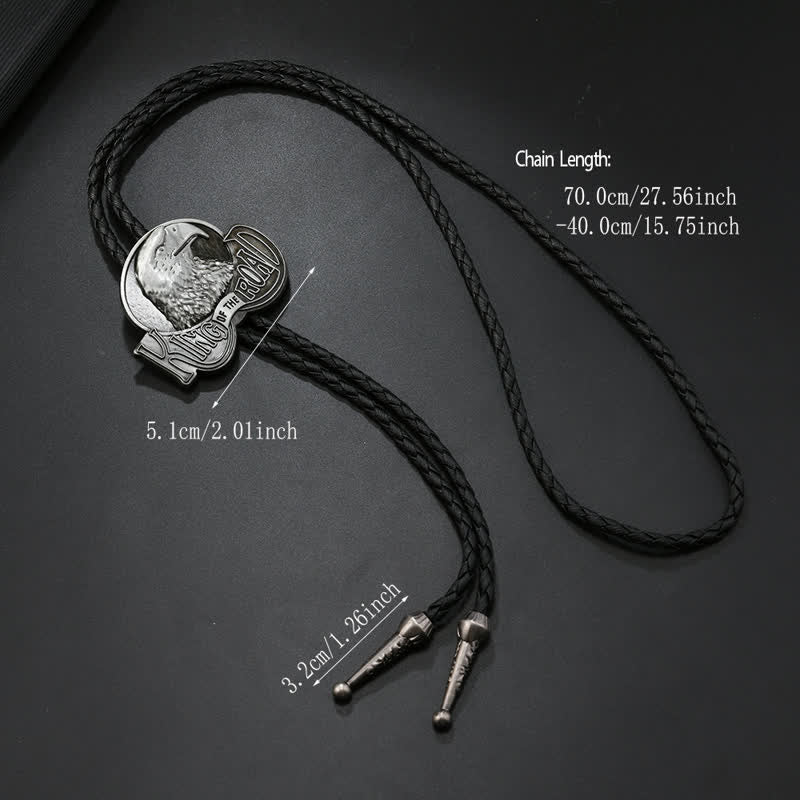 Eagle King Of The Road Leather Bolo Tie