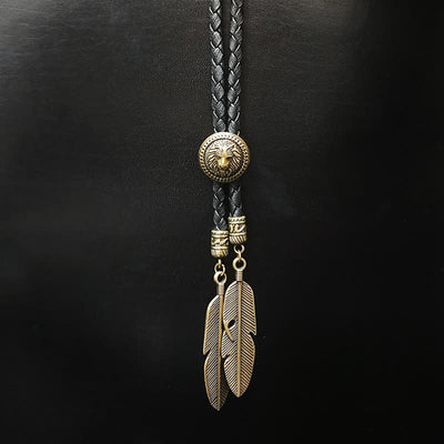 Mini Animal Series Pendant Feather Shape Tip Bolo Tie