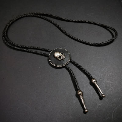 Round Shape Pendant 3D Skull Pattern Bolo Tie