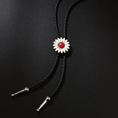 Little Daisy Sunflower Faux Gemstone Pendant Bolo Tie