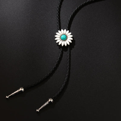 Little Daisy Sunflower Faux Gemstone Pendant Bolo Tie