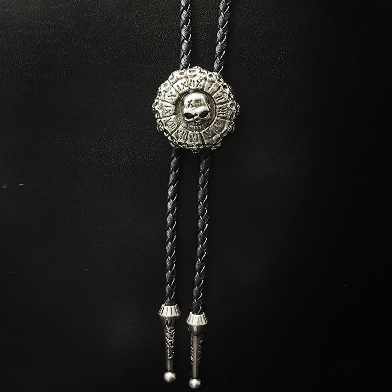 Punk Style Skull Head Silver Pendant Bolo Tie