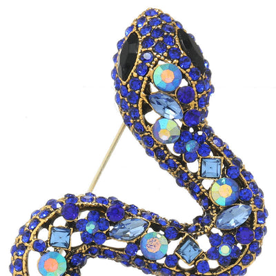 Wild Snake Sparkle Crystal Rhinestone Brooch