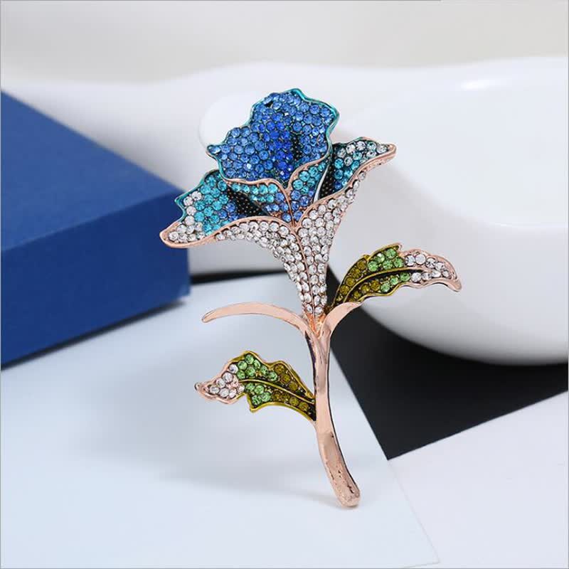 Graceful Charming Orchid Flower Rhinestone Brooch