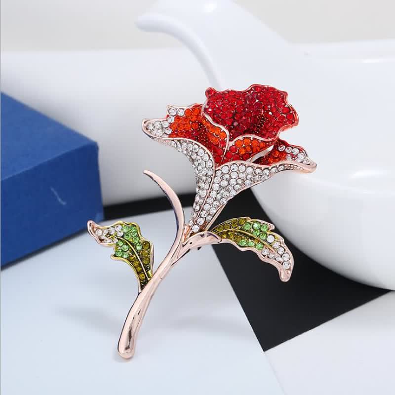 Graceful Charming Orchid Flower Rhinestone Brooch