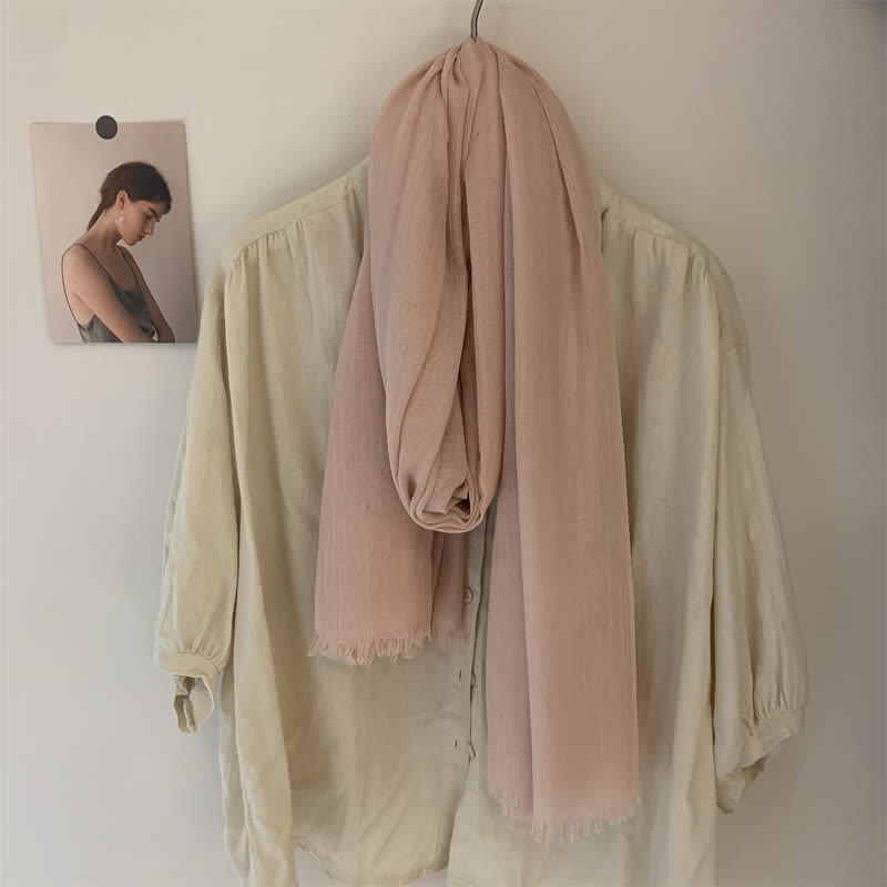 Summer Voile Solid Color Cotton Linen Thin Scarf