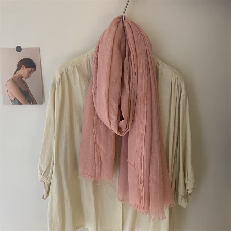 Summer Voile Solid Color Cotton Linen Thin Scarf