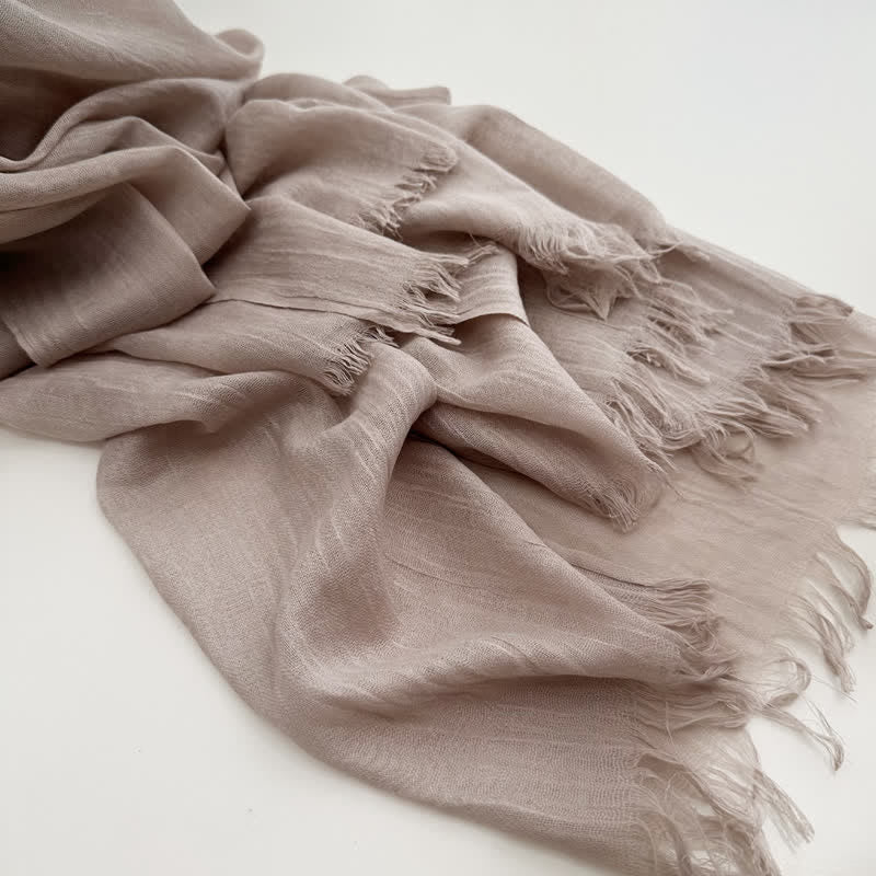 Summer Voile Solid Color Cotton Linen Thin Scarf