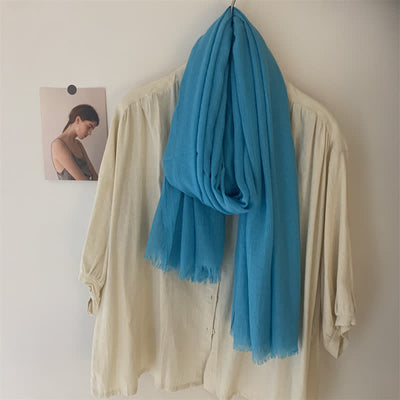 Summer Voile Solid Color Cotton Linen Thin Scarf