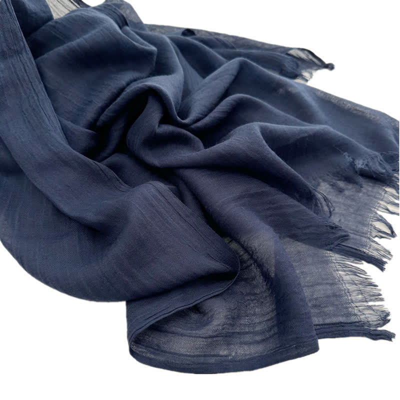 Summer Voile Solid Color Cotton Linen Thin Scarf