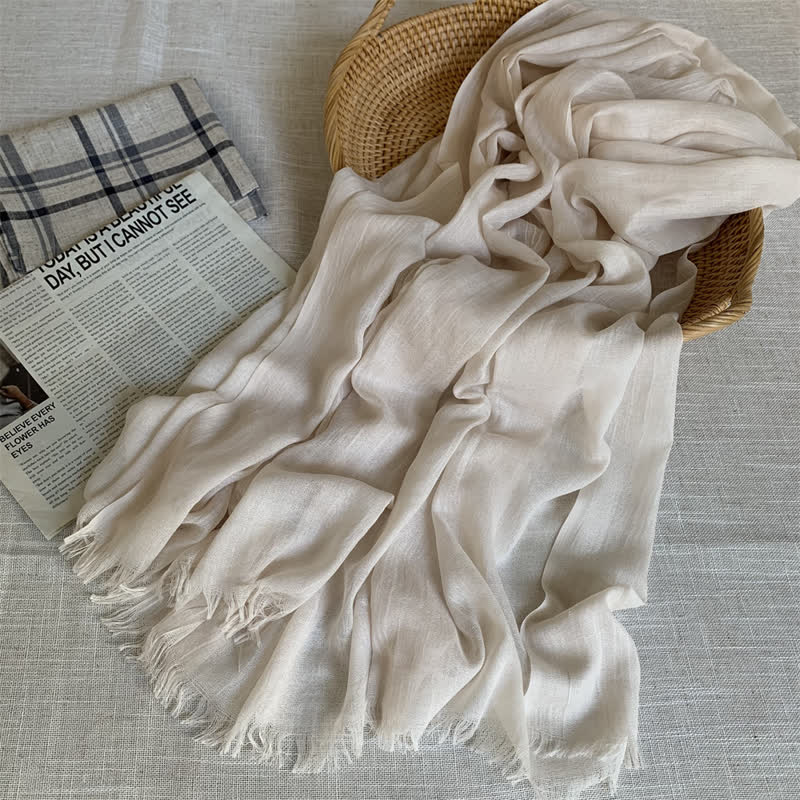 Summer Voile Solid Color Cotton Linen Thin Scarf