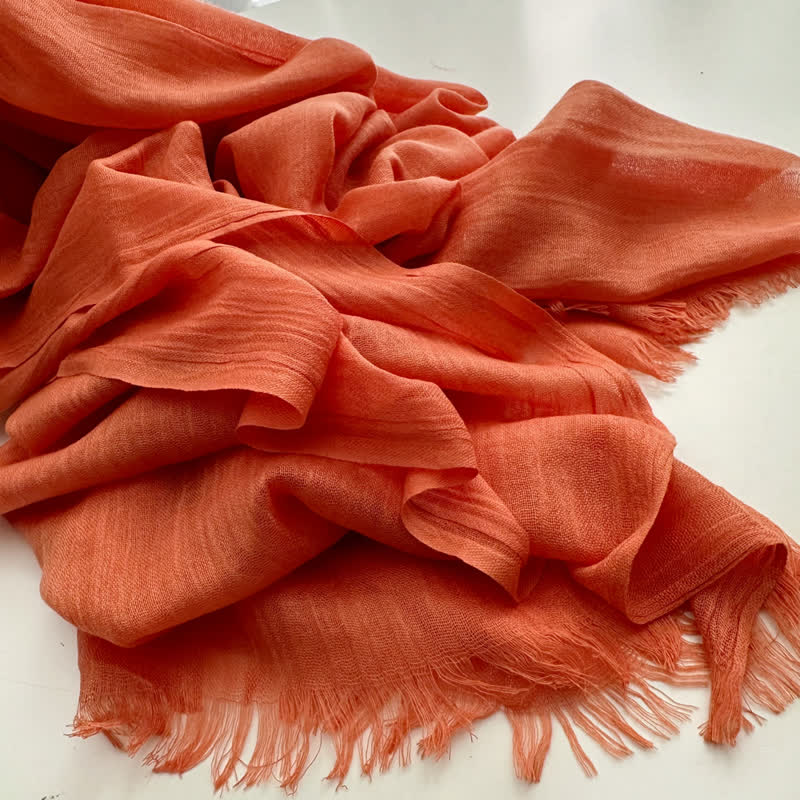 Summer Voile Solid Color Cotton Linen Thin Scarf