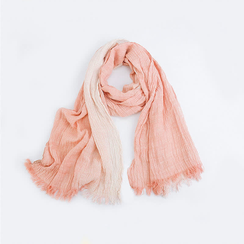 Striped Double Tone Wrinkled Cotton Thin Scarf