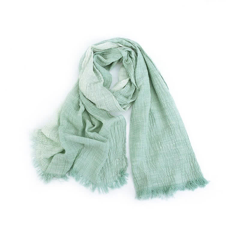 Striped Double Tone Wrinkled Cotton Thin Scarf