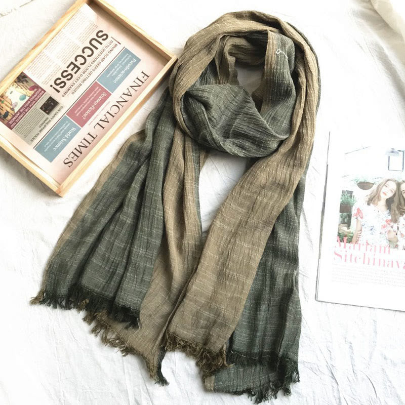 Two-Tone Color Matching Lightweight Retro Thin Scarf