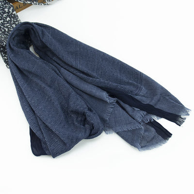 Plain Color Herringbone Pleats Light Thin Scarf