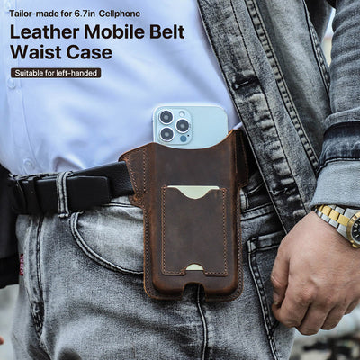 Versatile Mobile Phone Holster Leather Hanging Waist Belt Bag