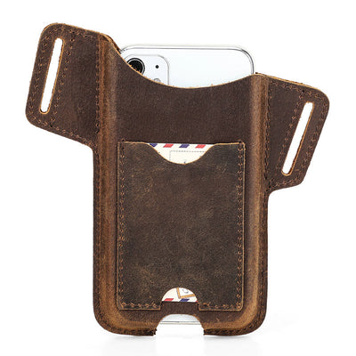 Versatile Mobile Phone Holster Leather Hanging Waist Belt Bag