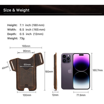 Versatile Mobile Phone Holster Leather Hanging Waist Belt Bag