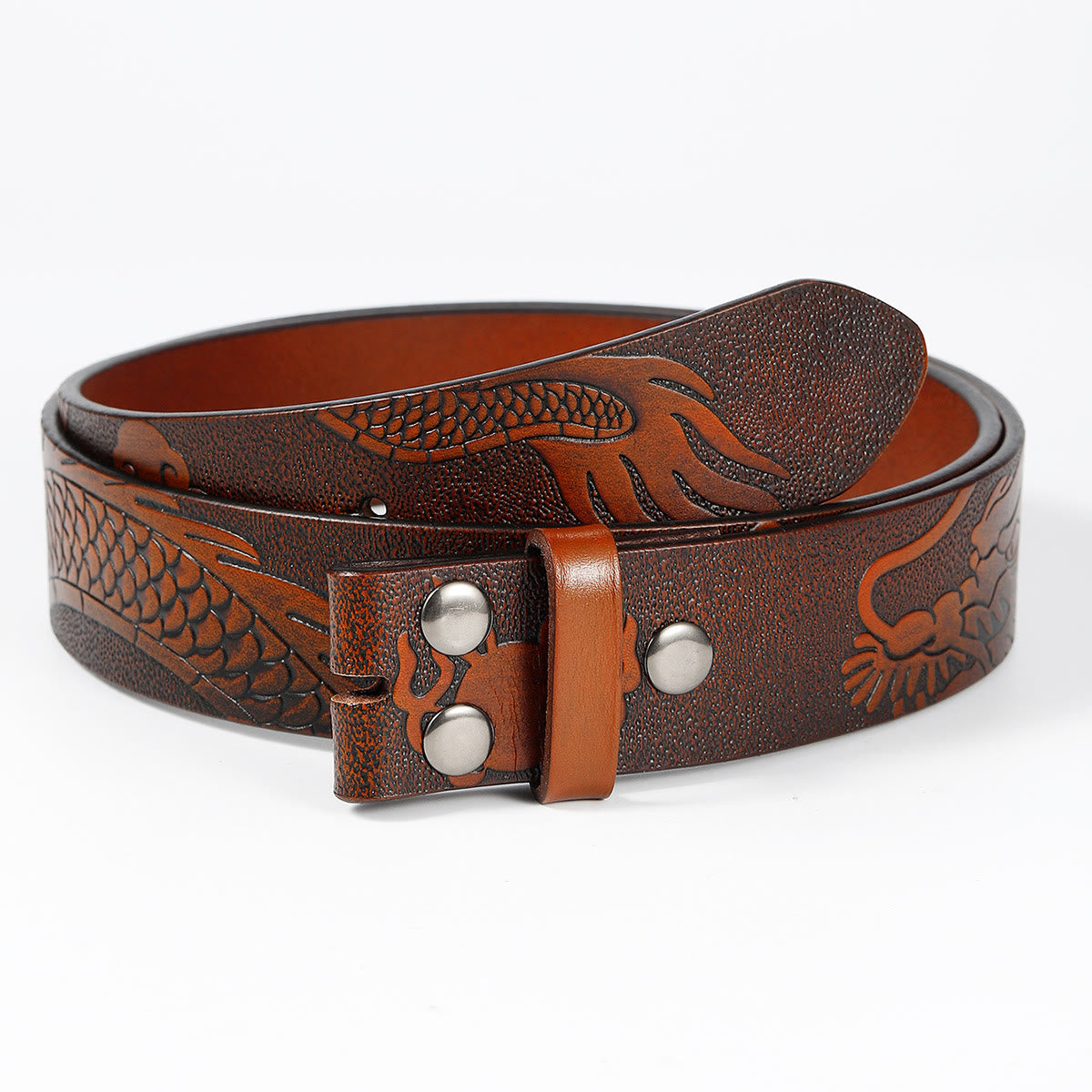 Men's DIY Dragon Embossed Cloud Leather Belt