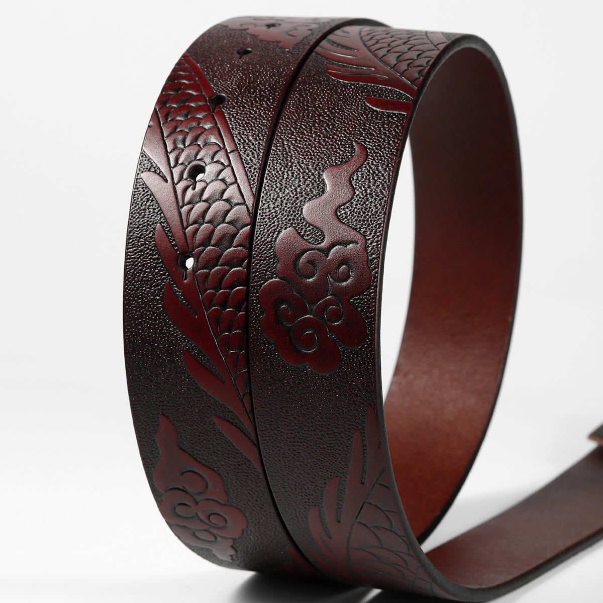 Men's DIY Dragon Embossed Cloud Leather Belt