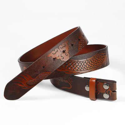 Men's DIY Dragon Embossed Cloud Leather Belt