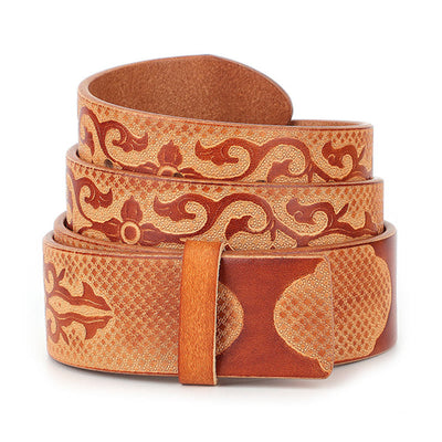 Men's DIY Ethnic Style Carved Pattern Leather Belt