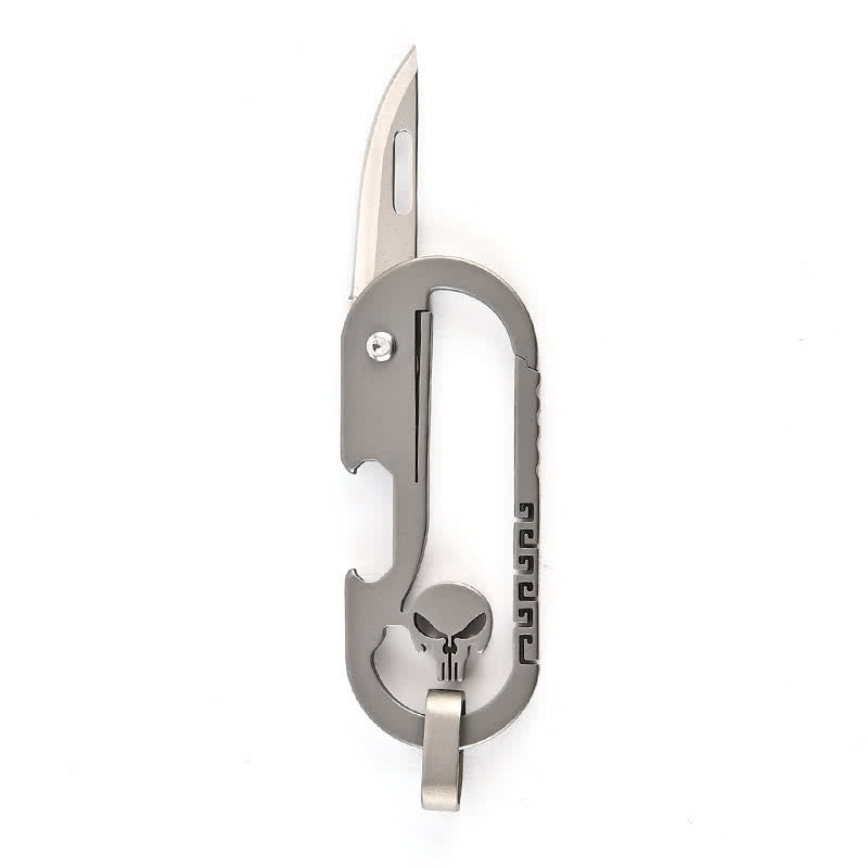 Mini Skull Folding Express Knife Bottle Opener Keychain