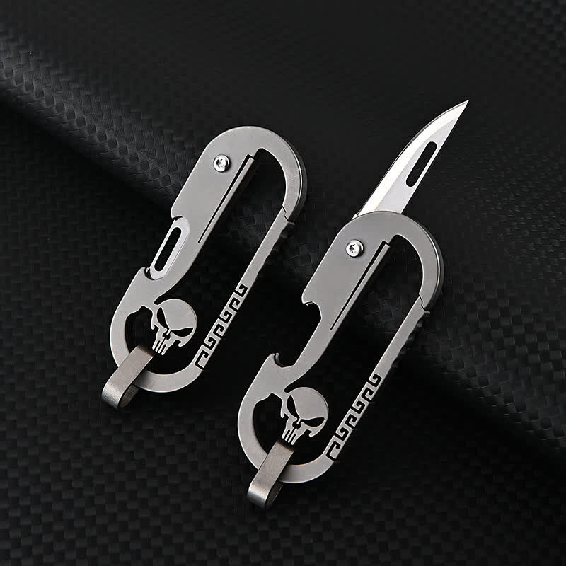 Mini Skull Folding Express Knife Bottle Opener Keychain