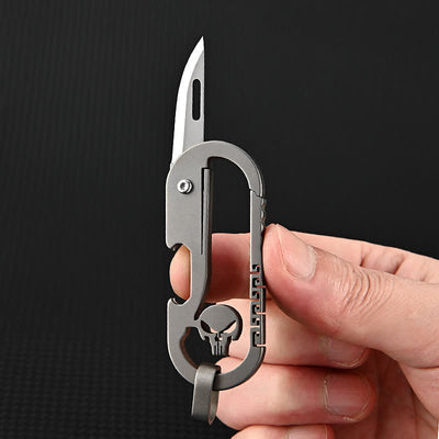 Mini Skull Folding Express Knife Bottle Opener Keychain