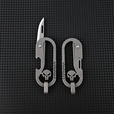 Mini Skull Folding Express Knife Bottle Opener Keychain