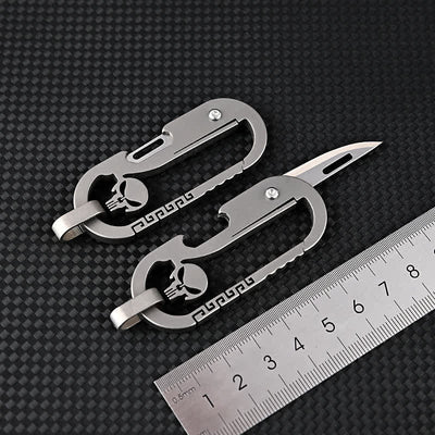 Mini Skull Folding Express Knife Bottle Opener Keychain