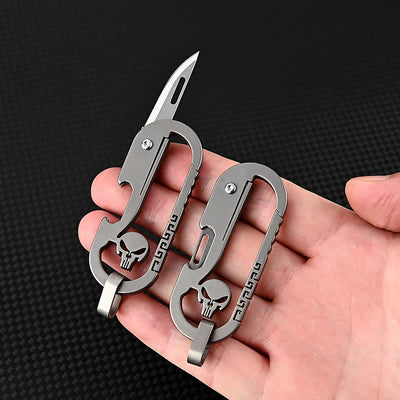 Mini Skull Folding Express Knife Bottle Opener Keychain