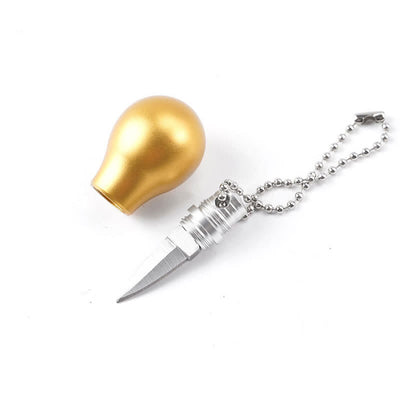 Golden Color Lamp Bulb Shape Hidden Knife Keychain