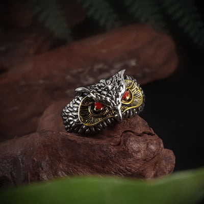 Men's Realistic Owl Animal Opening Adjustable Ring