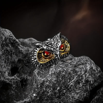 Men's Realistic Owl Animal Opening Adjustable Ring