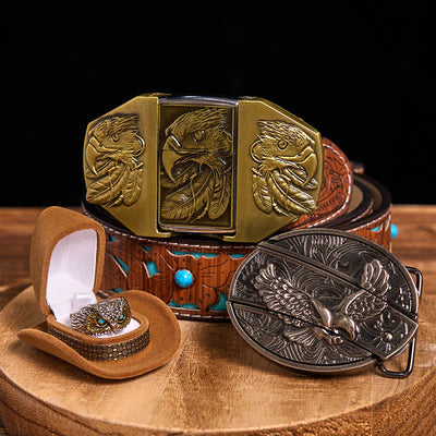 Eagle Theme DIY Hidden Knife Belt Buckle Lighter Ring Bundle Set